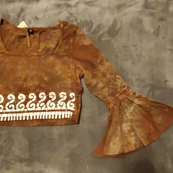 ✌Retro 70s✌style Boho Crop Top  (M) ☆NWT☆ - Picture 5 of 7